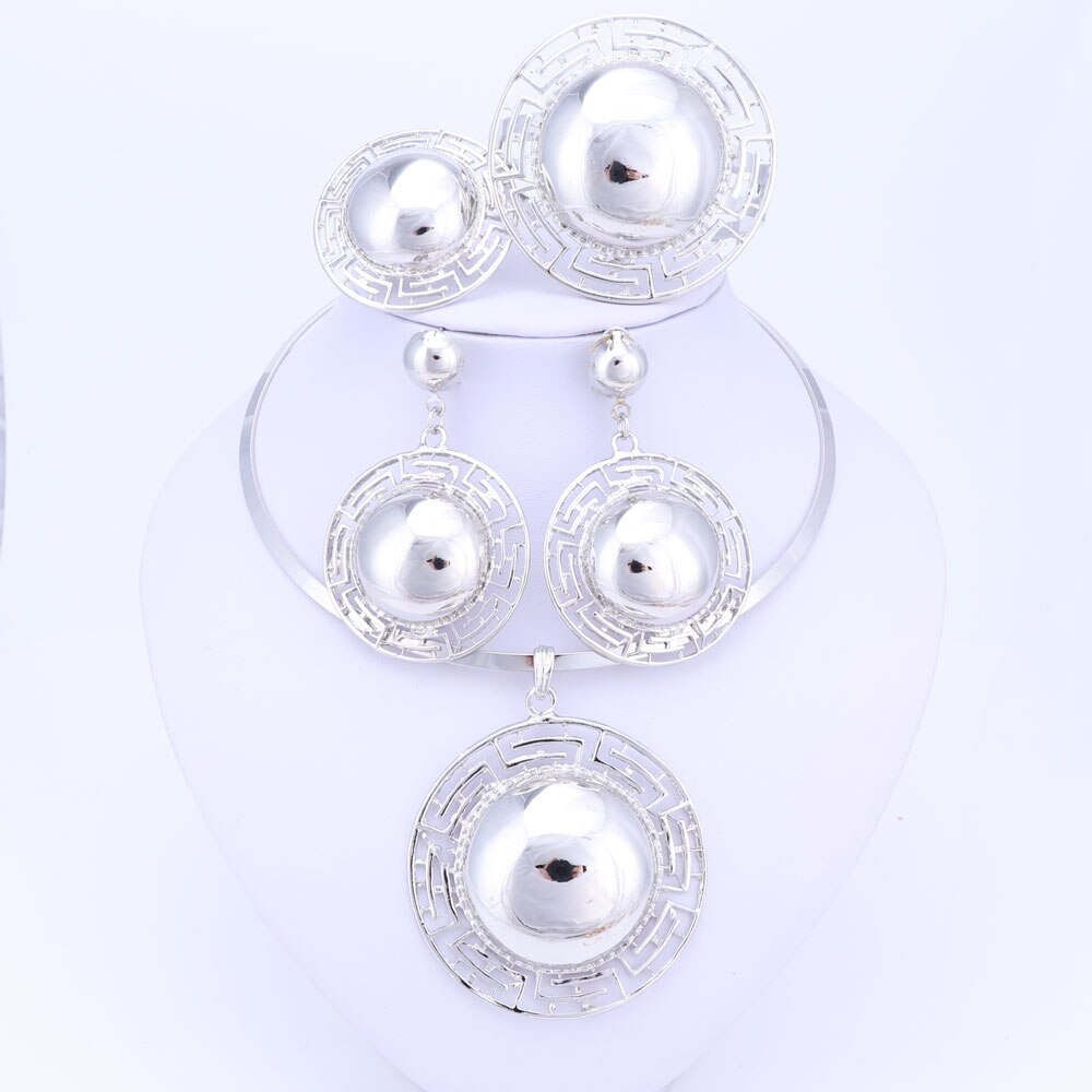 Gioelleria Raffinata E Alla Moda impostato di grande Esagerato Orecchini Della Collana Del Pendente di colore dell'oro Africana Dubai Da Sposa Monili Delle Donne Del Partito impostato