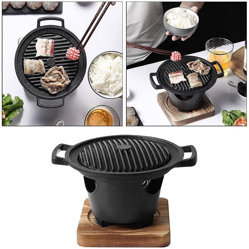 Mini Grill Barbecue maison sans fumée pour une personne, four d&#39;extérieur, plaque de rôtissage, outils pour la viande, alcool japonais