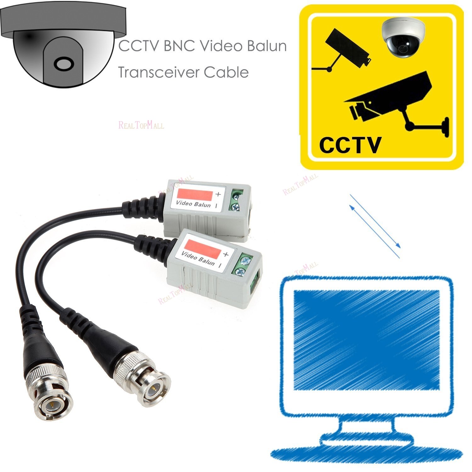 networks CAT 5 camera CCTV BNC coaxial passive video balun UTP transceiver adapter coaxial cable 10 Pcs (5 pairs)