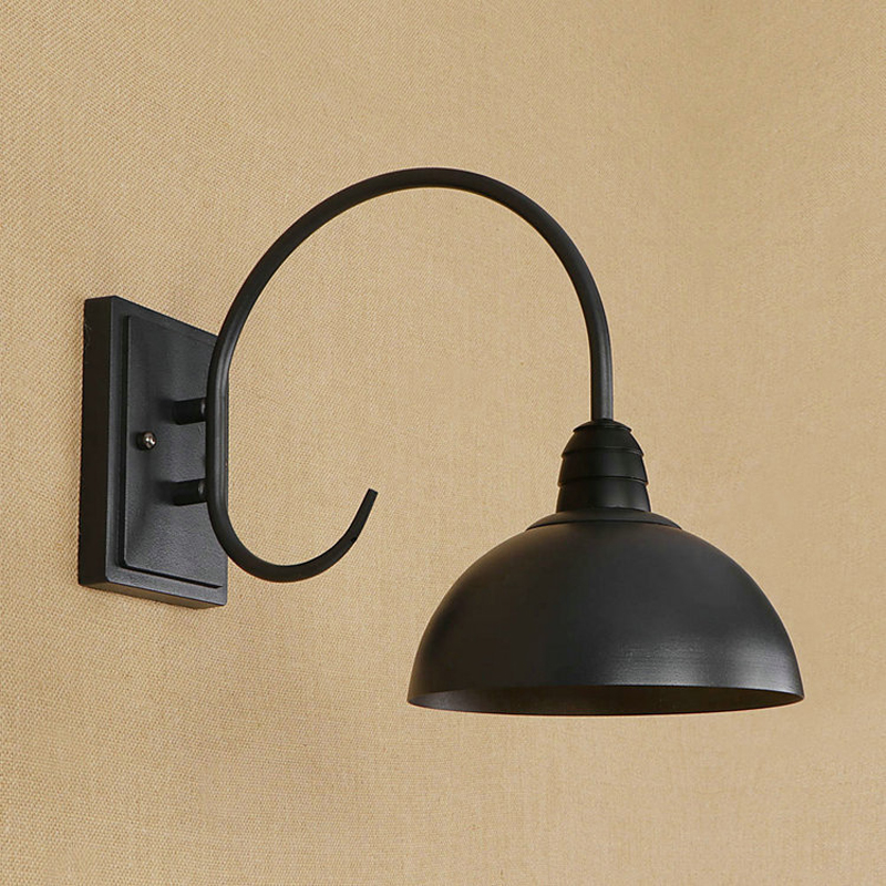 Utomhus loft retro vägglampa café dekoration smidesjärn enhuvud utomhus korridor gång glas vattentät vägglampa