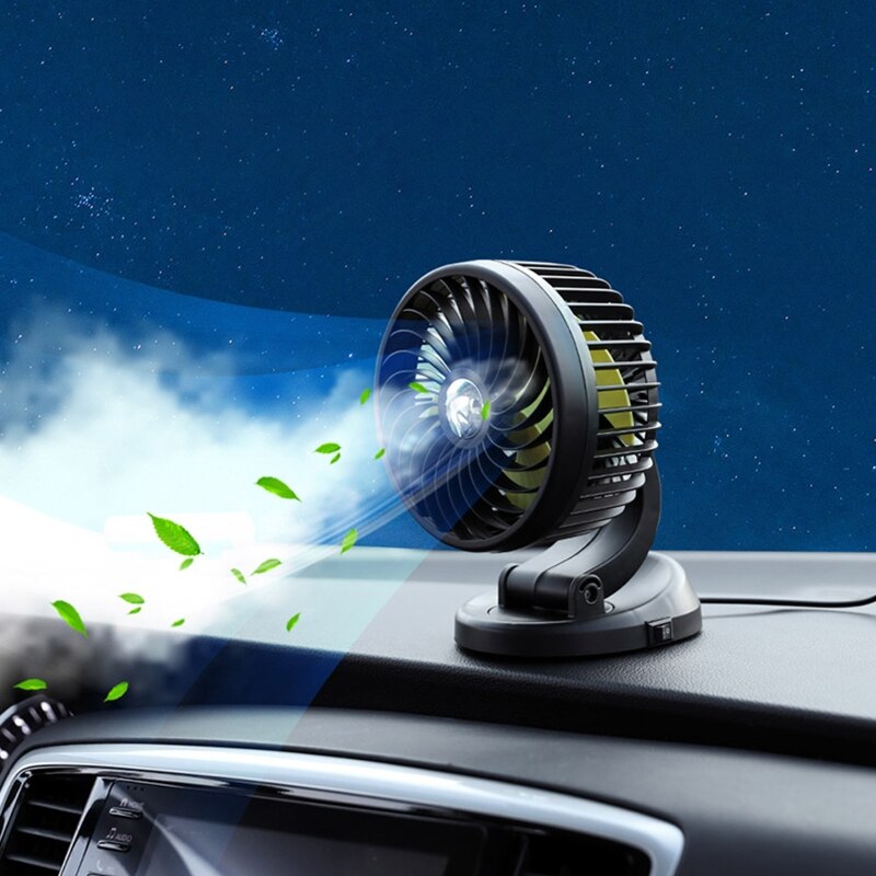 VENTILADOR DE MESA USB para coche, 5V, 12V, 24V, rotación de 360 °,