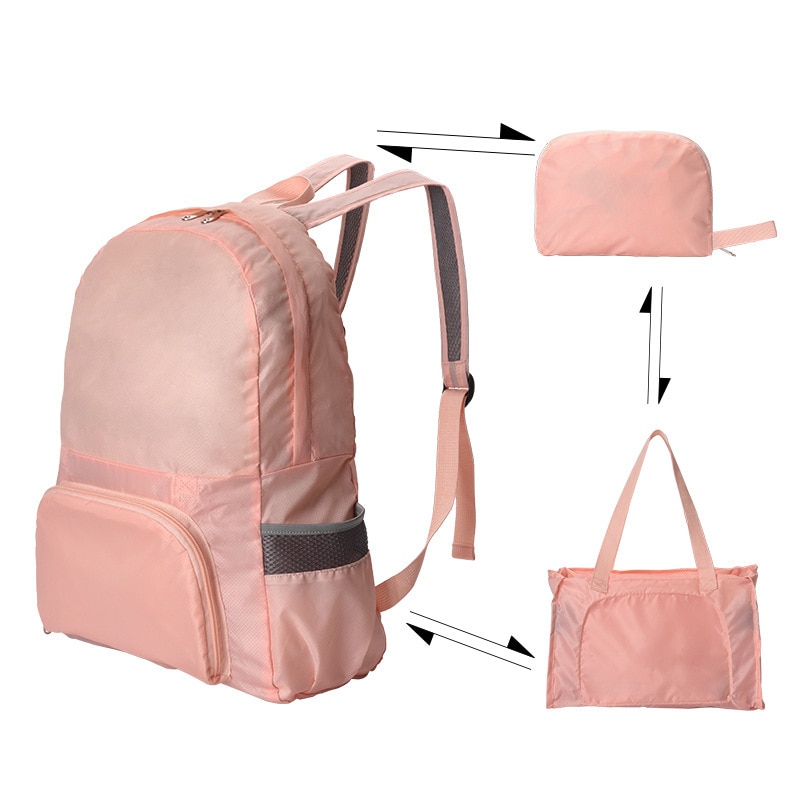 Mochila de viaje plegable para uso en piel, bolsa de escuela portátil de almacenamiento, venta directa de fábrica