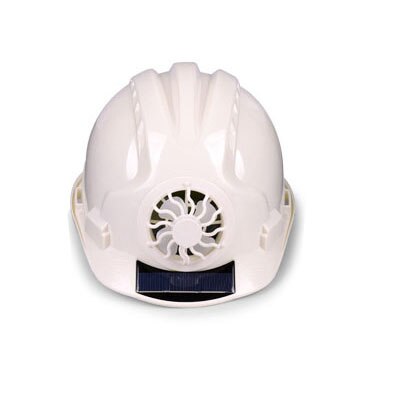 Arbeidssikkerhetshjelm konstruksjon utendørs arbeidsplass solenergi fan abs hard hatt hode beskyttelse hjelm lokk drevet av solrute: Hvit