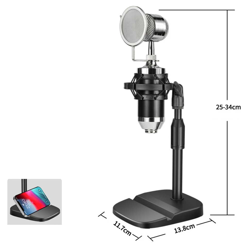 Soporte de micrófono ligero, trípode de escritorio, soporte de mesa portátil, Clip, soporte de micrófono ajustable con Kit de Base multiusos: Azul
