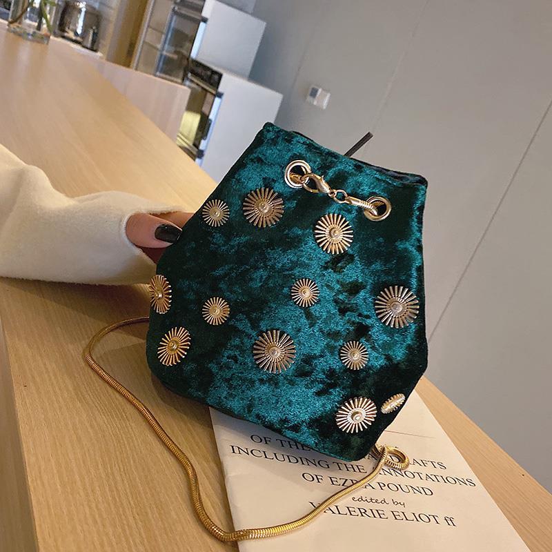 Women's bags Female bag One Shoulder bag Messenger Bag velvet Woollen cloth chain bucket bag mini bag ladies bag small bag