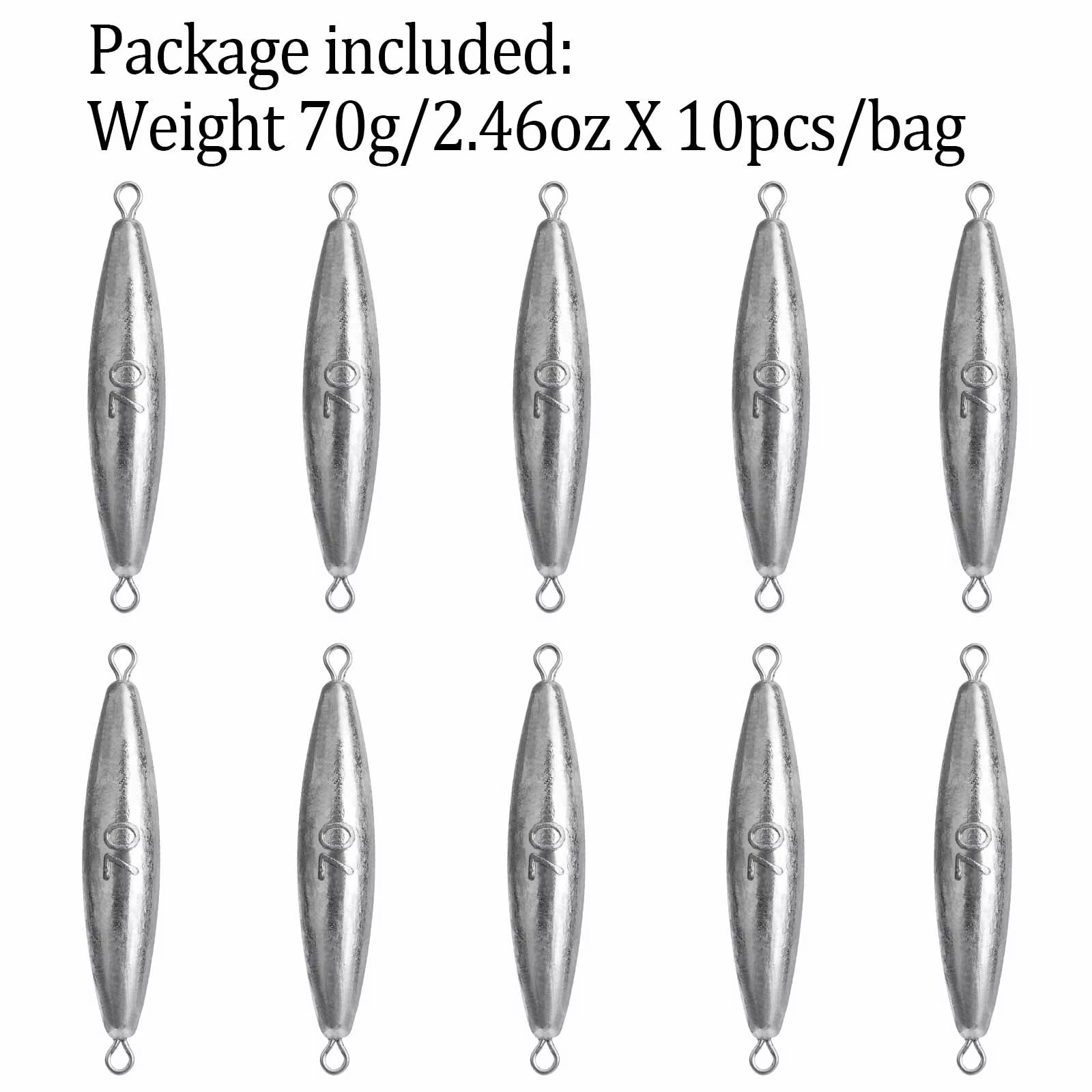 THKFISH 10pcs Fishing Weights Sinkers 30g 40g 50g 60g 70g 80g Shot Lead Sinker Bass Fishing Tackle Accessories: PURPLE