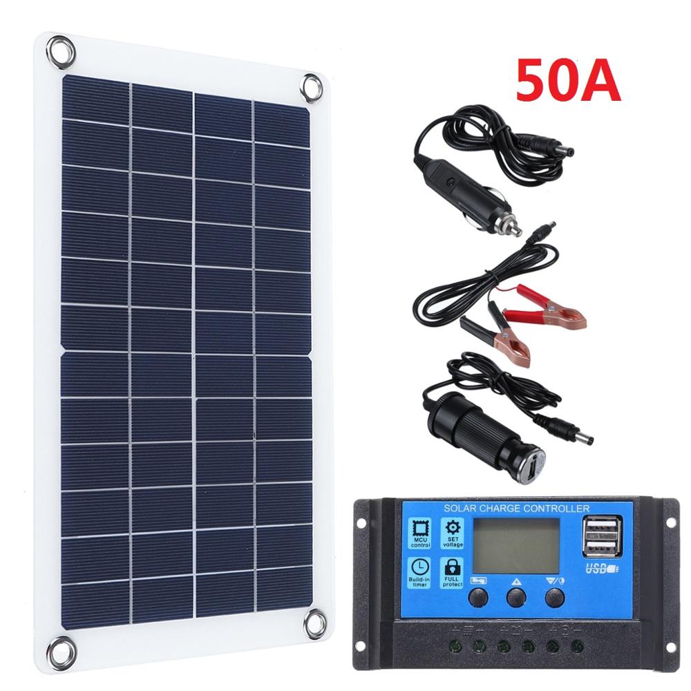 30W 12V Solar Panel Dual USB Output Solar Cells Poly Solar Panel 10/20/30/40/50A Controller for Car Yacht Battery Boat Charger: 30W 50A