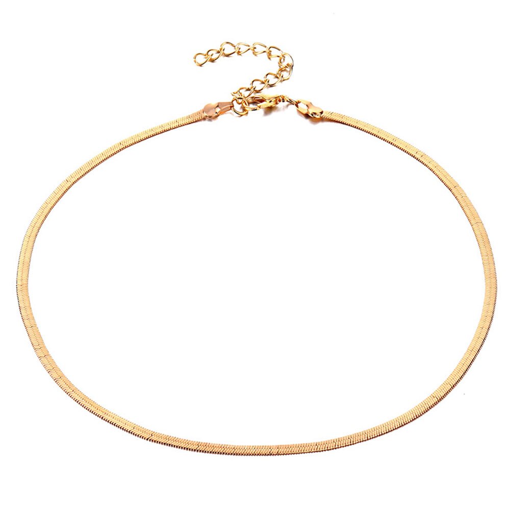 Daxi nova moda gargantilhas do punk colares para as mulheres lantejoulas simples lâmina plana colar de cobra colar de ouro prata cor jóias