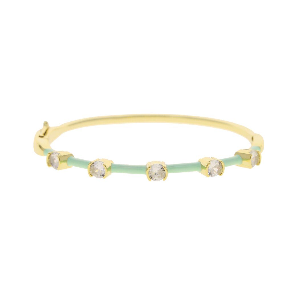 Interno 58-60mm cinturino in smalto pastello Color oro chiaro CZ estate colorato moda donna ragazza nuovo braccialetto braccialetto: green