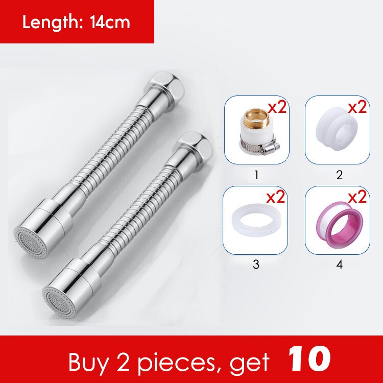 Universal Splash Filter Faucet Kitchen Bathroom Tap for Water Filter Rotating Replacement 720 Degree Douche Adjustable R2045: C14cm -2 sets