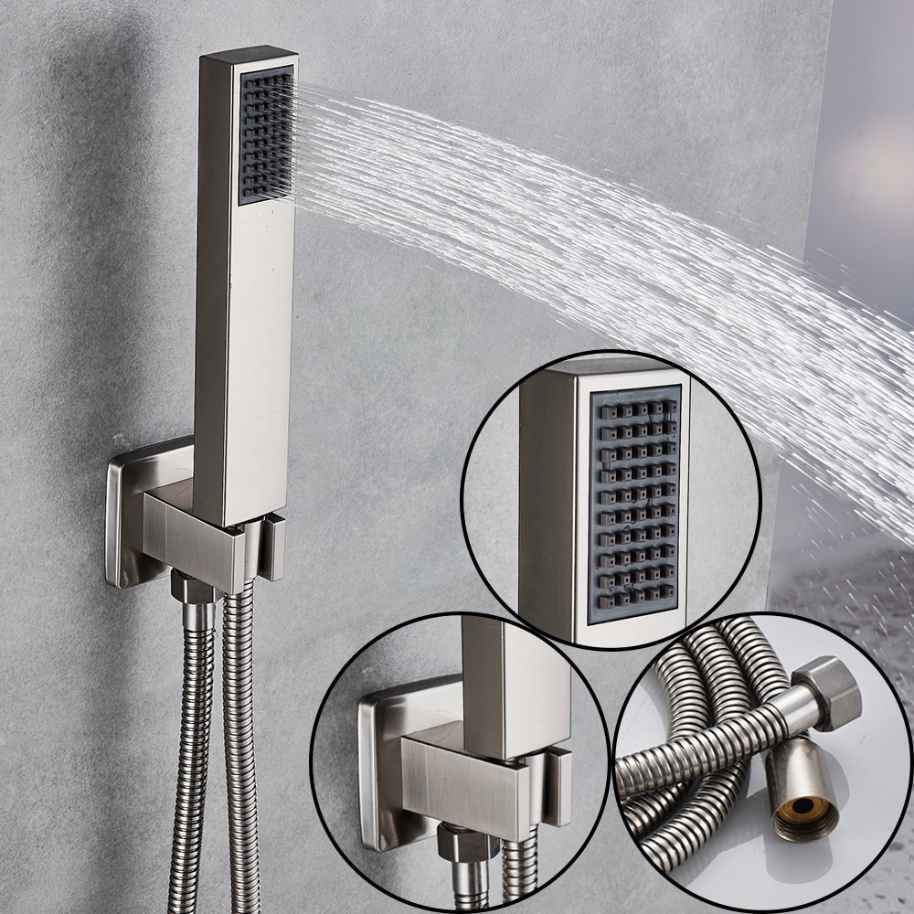 Universal Bathroom Handheld Shower Golden Water Saving Rectangle HandShower Head