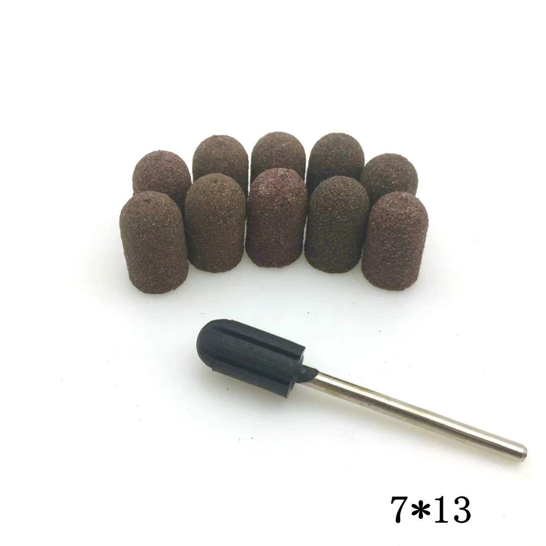 13*19mm Rubber Mandrel Grip 10pcs Sanding Bands Block Caps Nail Drill Accessories Electric Manicure Pedicure Tools: SET-03