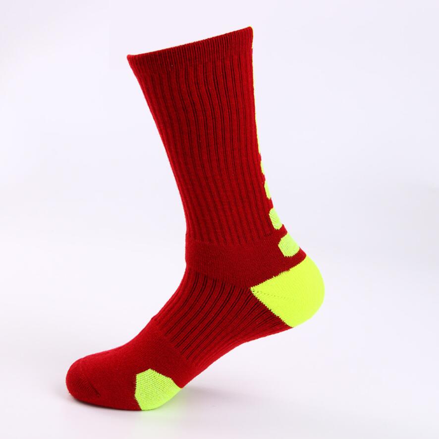 Men Outdoor Sport Cycling Bike Socks Hiking Basketball Football Running Soccer Compression Socks Calcetines Ciclismo Hombre: Red Fluorescent