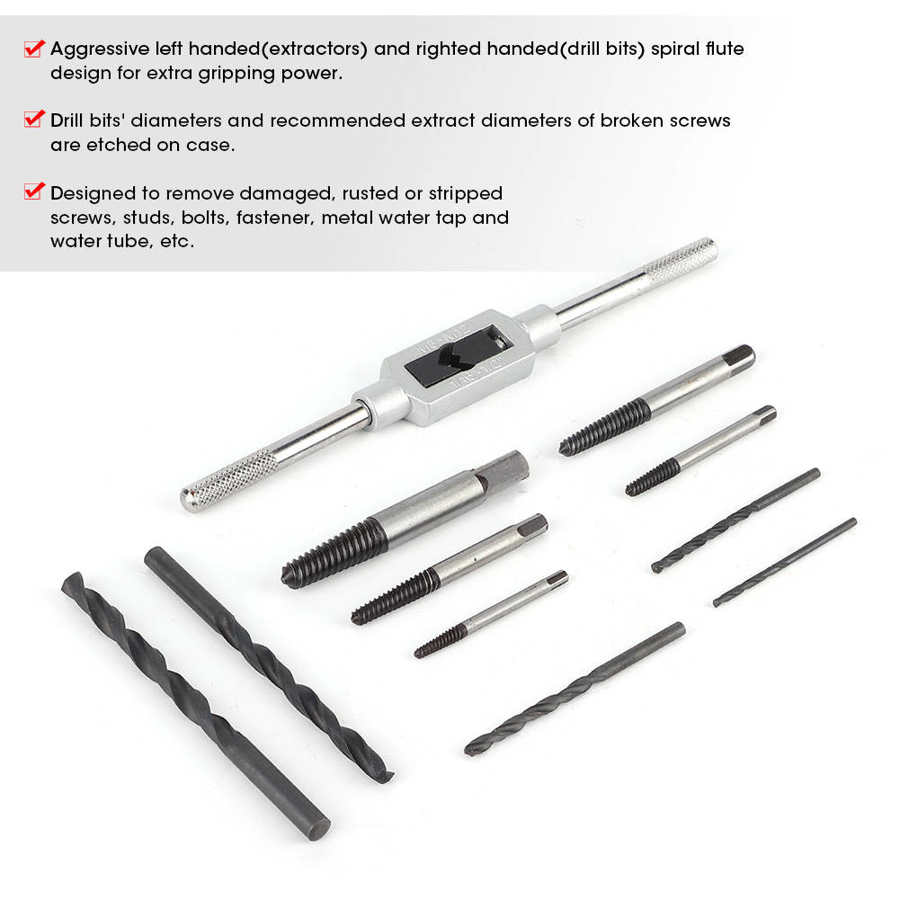 11Pcs/Set Damaged Screw Extractor Drill Bit Kit Bolt Stud Fastener Auto Tool Set Broken Bolt Remover Car Accessories