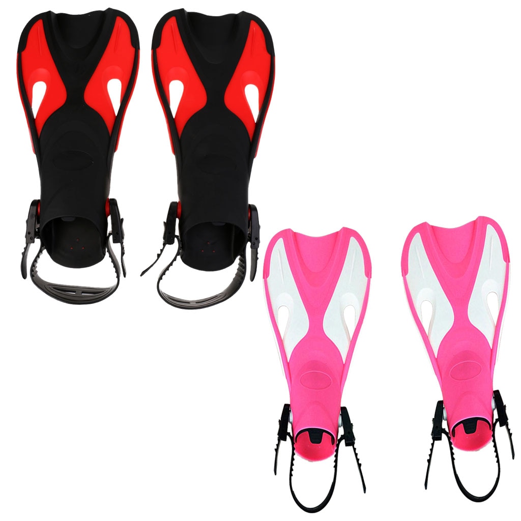1 Pair Universal Kids Swim Fins Floating Training Fins Flippers with Adjustable Open Heel for Swimming Diving Water Sports
