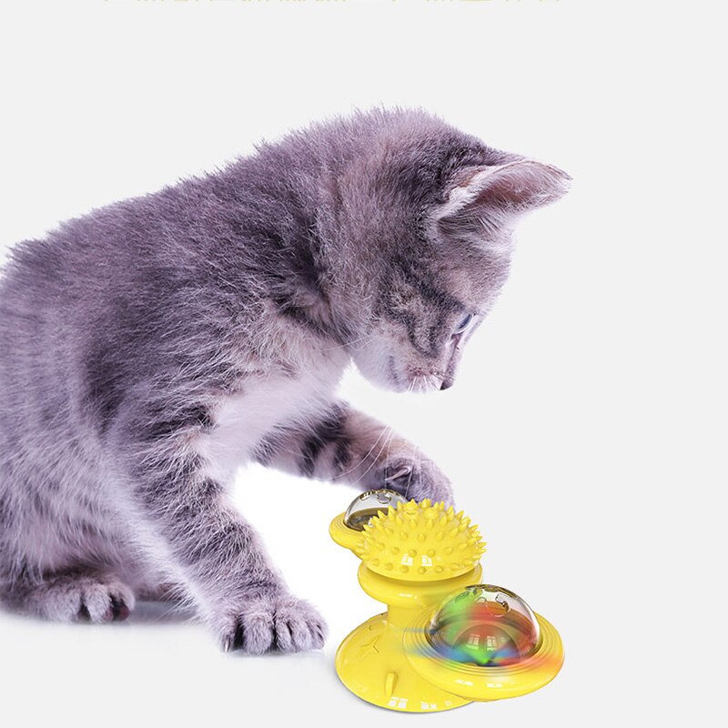 N67 brinquedos para animais de estimação para gatos treinamento interativo quebra-cabeça turntable windmill bola girando brinquedos para gato gatinho jogar jogo gato suprimentos