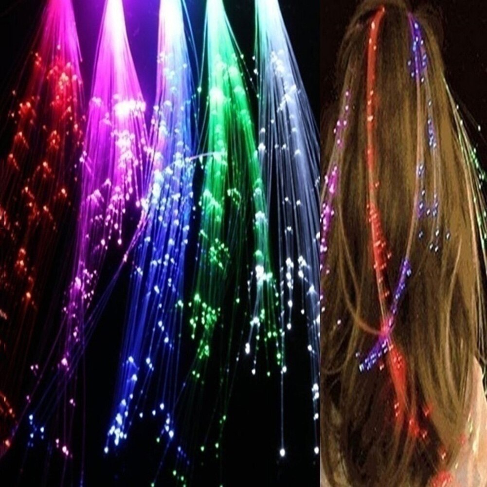 Luces LED trenzadas para niñas, fibra óptica luminosa, decoración de horquilla para de Halloween, Bar, decoraciones navideñas