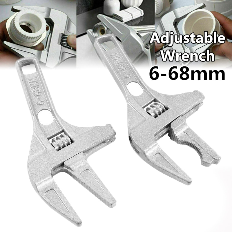 Verstelbare Zaagtand Wrench Multifunctionele Diy Wrench 6-68Mm Grote Opening Badkamer Wrench Aluminium Reparatie Tool