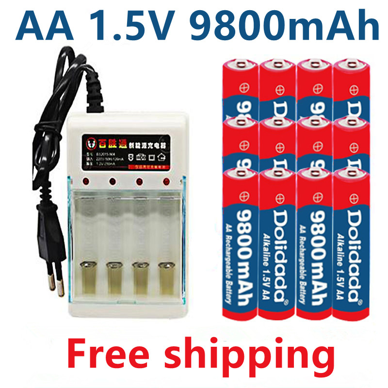 2-16pcs Tag AA battery 9800 mah rechargeable battery AA 1.5 V Rechargeable Alcalinas drummey +