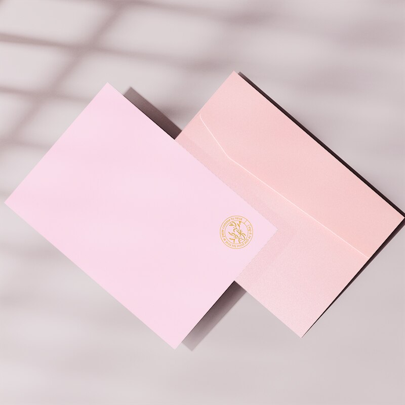 Pink Romantic 5 Letter Paper+5 Envelopes Set Bronzing Letter Paper Envelopes for Scrapbooking Love Letter