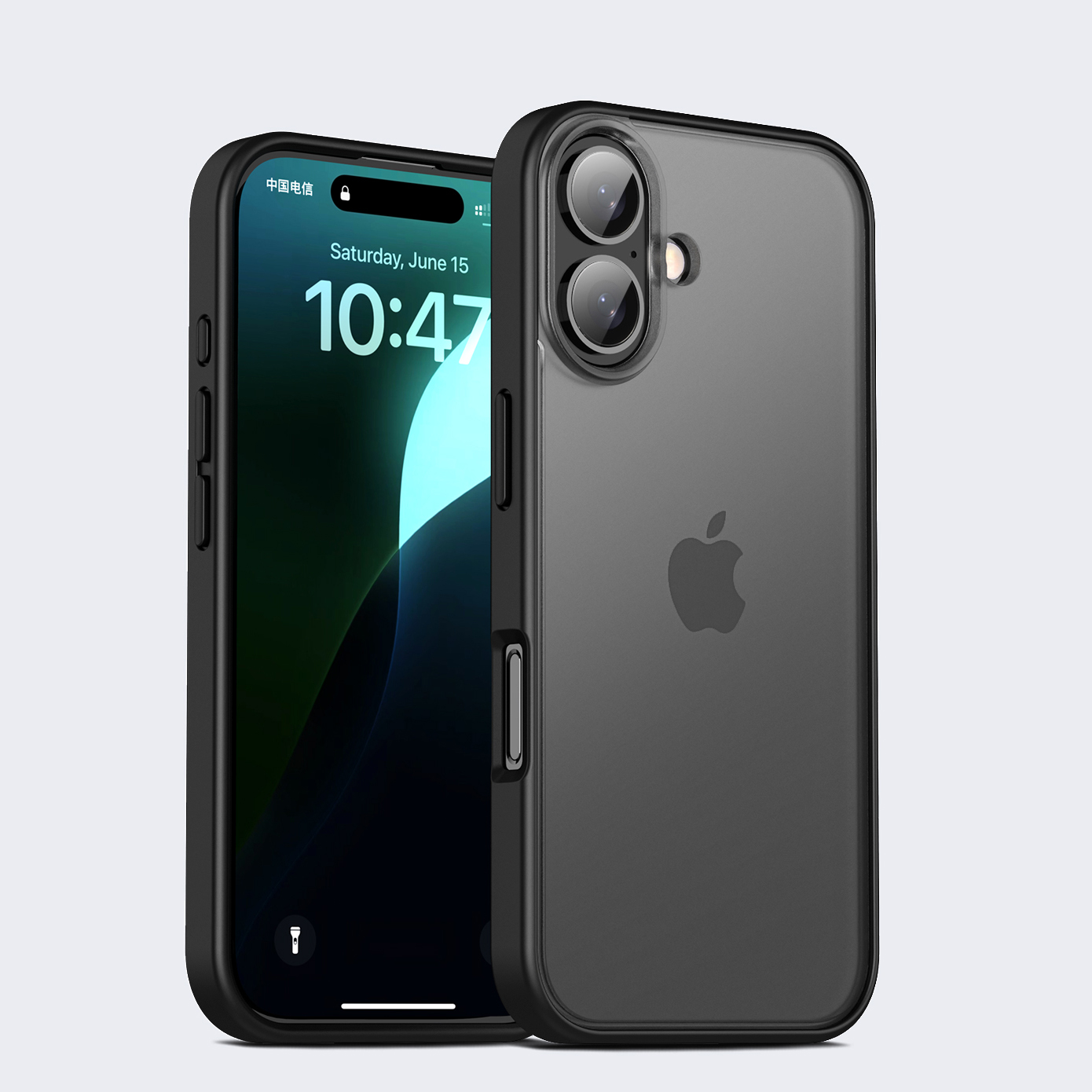 KEYSION Transparent Matte Case for iPhone 16 Plus Translucent Silicone+PC Shockproof Phone Back Cover for iPhone 15: Cotton Fabric / black