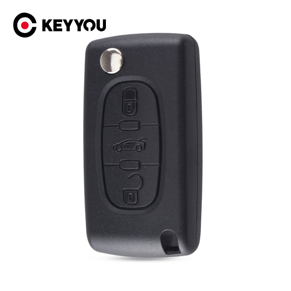 Keyyou 3 knoppen klapsleutelbehuizing voor peugeot 207 307 407 308 607 ce0523