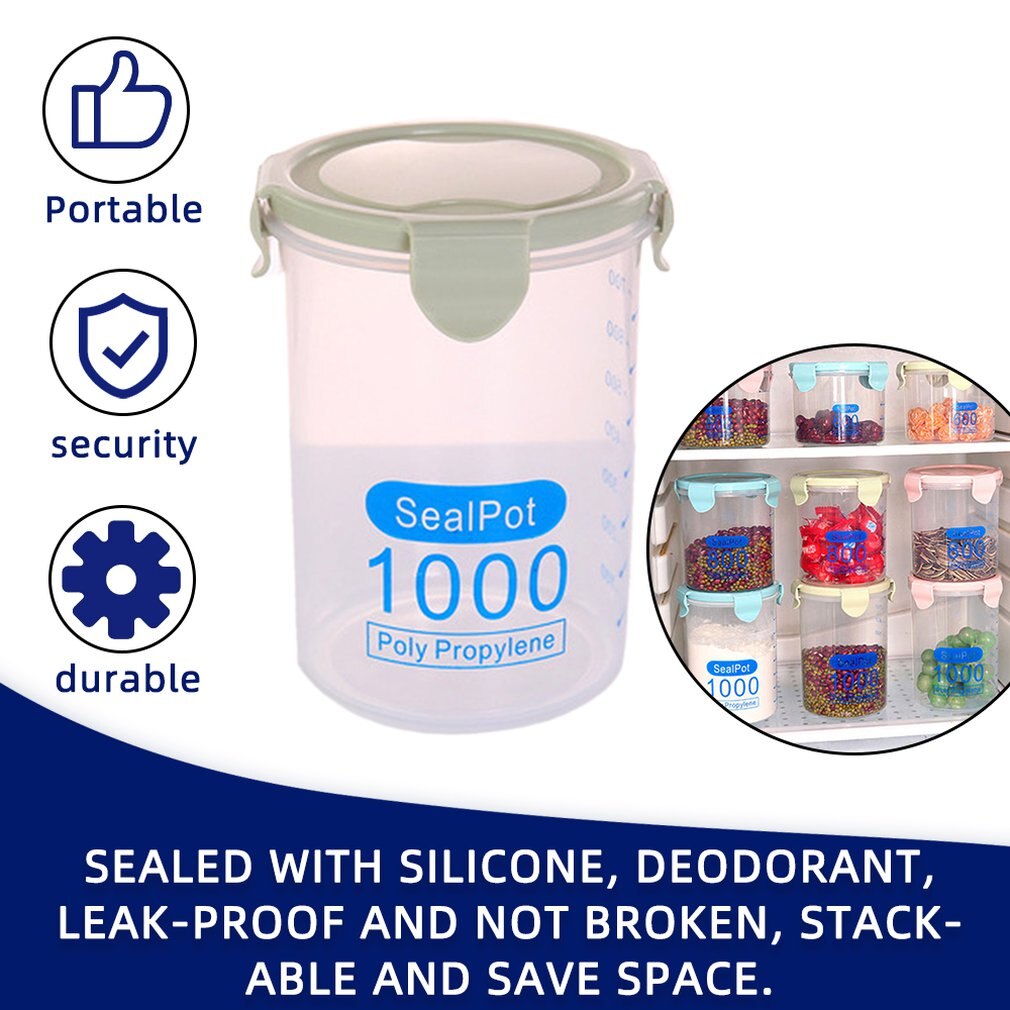 Multi-functional Clear Plastic Sealed Cans Storage Tank Kitchen Dry Food Containers Home Food Grain Storage Jar