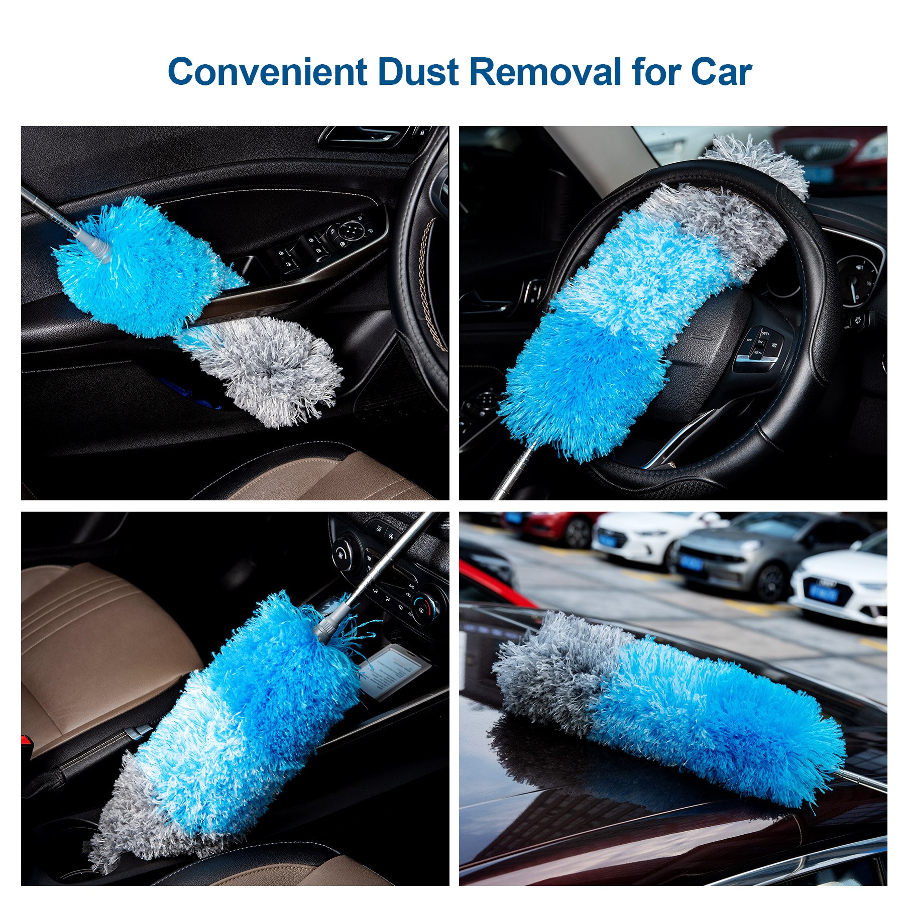 Microfiber Feather Duster with Extendable Pole, 96" Telescoping Cobweb Duster for Cleaning, Bendable Head,Washable Duster