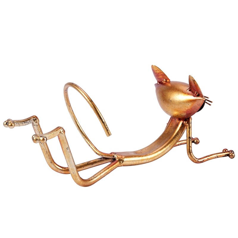 Yoga gato vinho rack de metal vinho titular prateleira escultura prática escultura decoração para casa interior vinho suporte artesanato