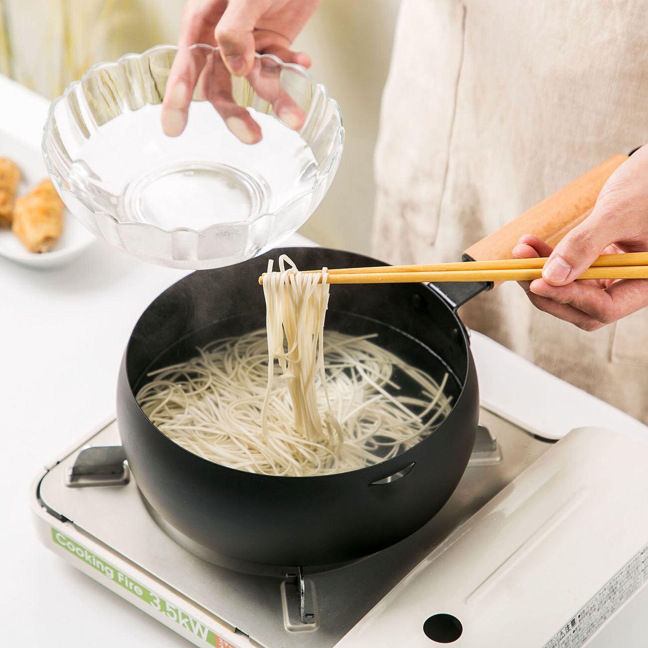 Houten Handvat Keuken Pot Tempura Frituren Pot Japanse Stijl Friteuse Frituren Potten Met Mand Keuken Kookgerei