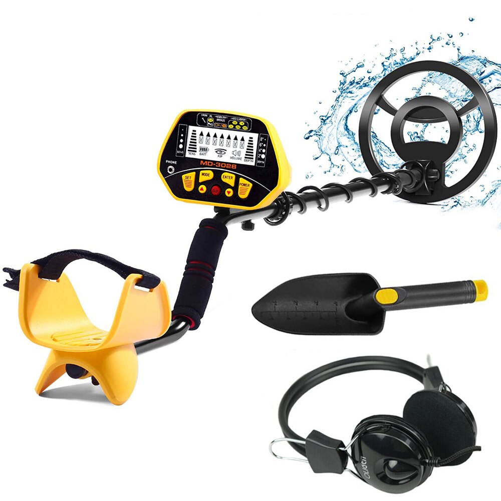 MD-3028 Detector de metales de alta precisión para adultos y niños, pantalla LCD con bobina de búsqueda impermeable de 8,5 ", función de Pinpoint y modo de disco: MD3028YHS