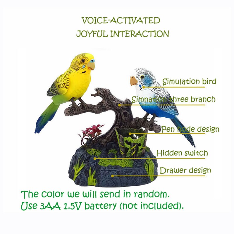 510E/506 Bird Toy Electric Sounding Bird Voice Control Toy Cage Ornament Artificial Bird Toy Singing Bird Home Garden Decor