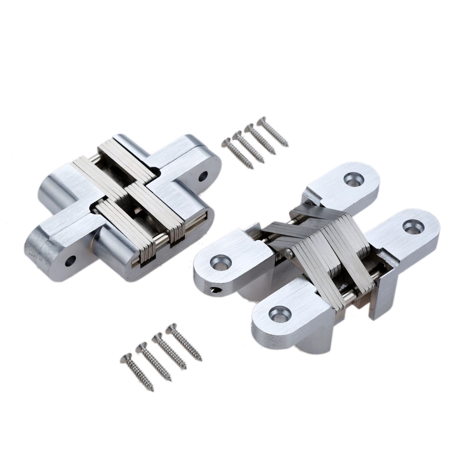 2pcs Door Hinges 304 Stainless Steel Hidden Invisible Concealed Folding Heavy Duty Kitchen/Garage Gate Hardware w/screw Fitting: 25x118mm