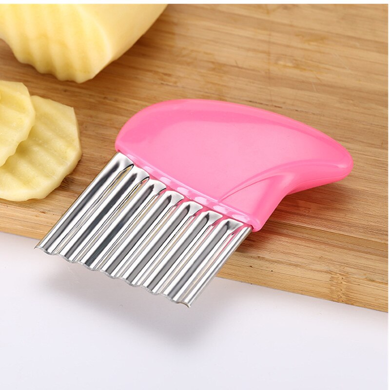 Potato Chip Wavy Cutter Vegetable Fry Fries Hand Chipper Tool Crinkle Blade Tool