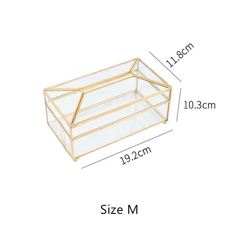 Glass Gold Large Tissue Box Paper Towel Box Drawing Paper Box European Napkin Paper Living Room Tea Table Decor Luxury