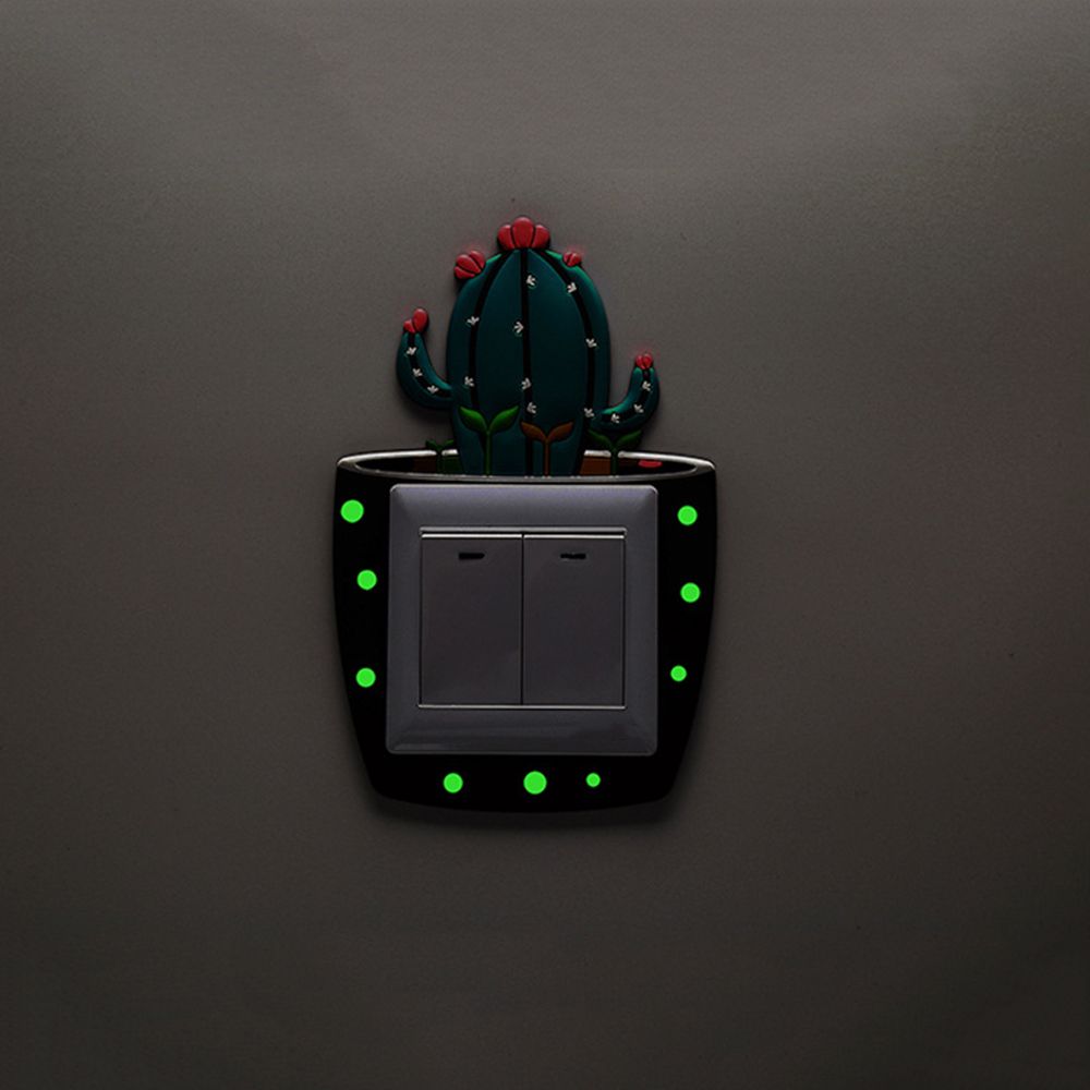 Cartoon 3D stickers Cactus Fluorescent Wall Stickers On-off Switch Stickers Kids Luminous Light Switch Home Decorations
