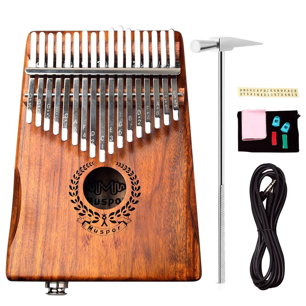 17 Keys EQ kalimba Acacia Thumb Piano Link Speaker Electric Pickup with Bag Cable 17 keys Solid Wood Kalimba Musical Instrument