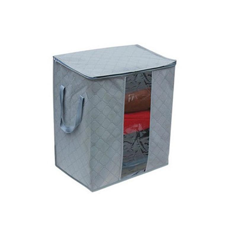 2Pcs 65L Opvouwbare Houtskool Bamboe Fiber Ritssluiting 3-Layer Kleding Deken Opbergtas Organizer Box