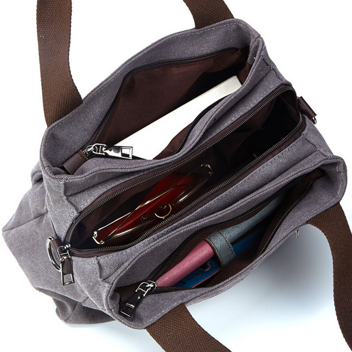 Borsa da donna Casual retrò in tela da donna borsa a tracolla singola borsa da donna in tela Multi-scomparto di grande capacità