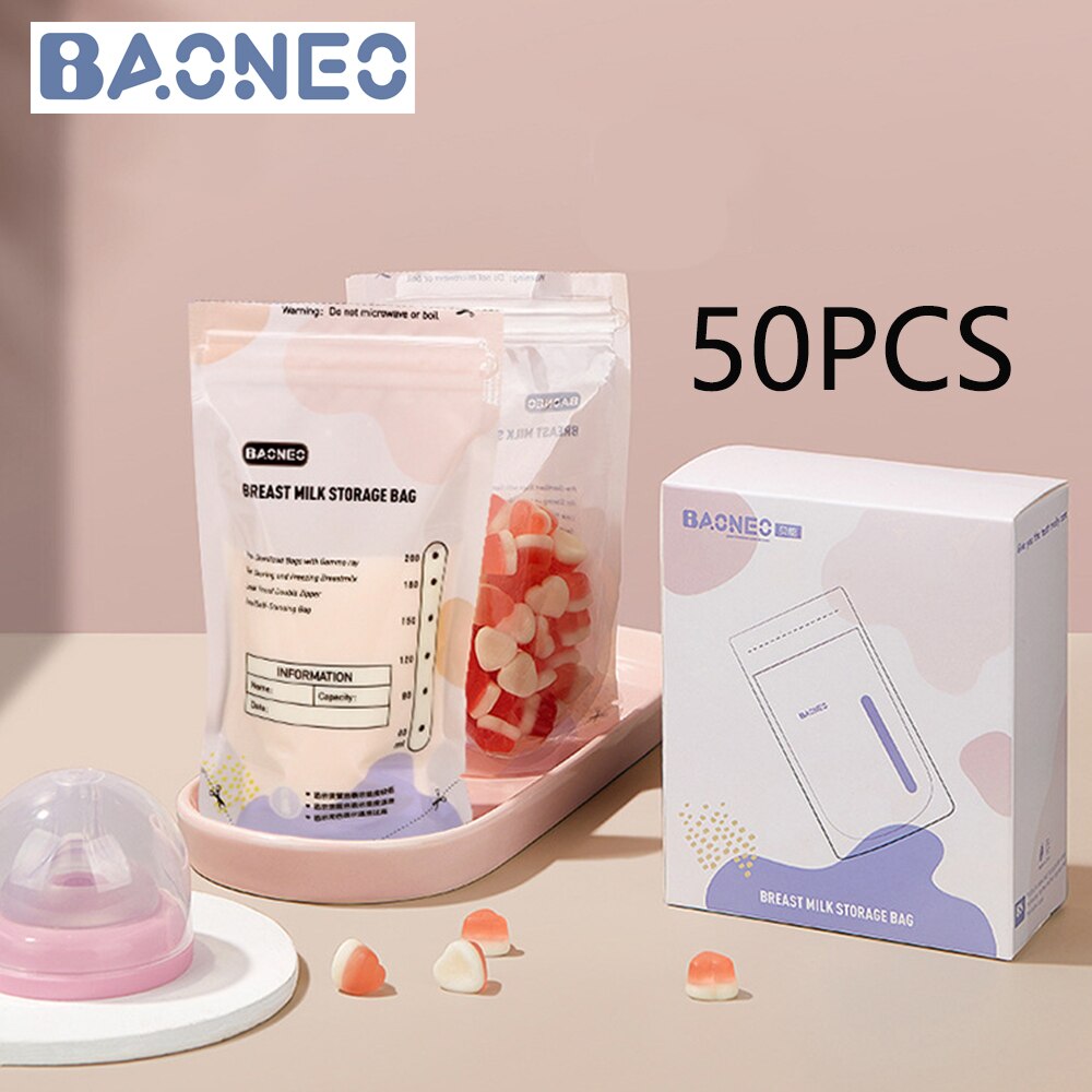 Baoneo 200mL Milk Freezer Bags Mother Milk Baby Food Storage Breast Milk Storage Bag BPA Free Baby Safe Feeding Bags Feeding