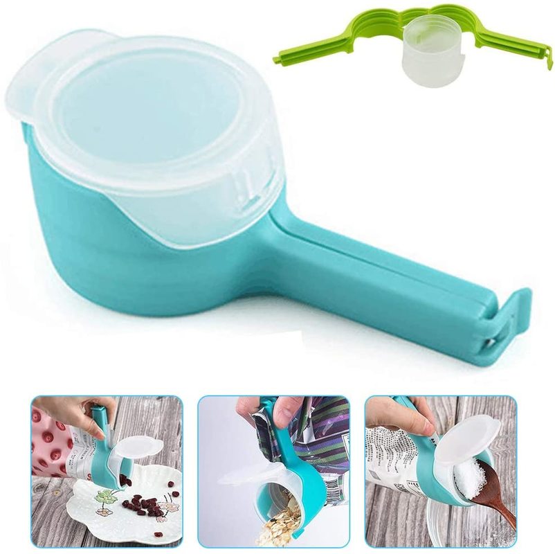 4 stuks zakklemmen voor het bewaren van voedsel, afsluitklemmen met schenktuit, keukenklem voor het afsluiten van plastic doppen, opberg- en organisatiegereedschap