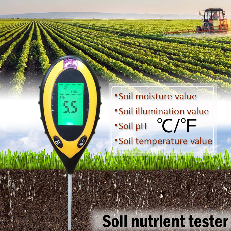Probador de nutrientes del suelo medidor de PH del suelo medidor de humedad medidor de intensidad de la luz del sol Medición de la acidez del suelo agrícola