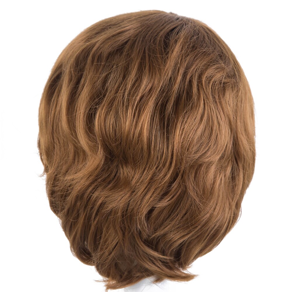 Peluca Fei-Show para hombre, fibra sintética resistente al calor, pelo corto ondulado, postizo masculino negro/marrón oscuro/marrón claro/Color de imagen