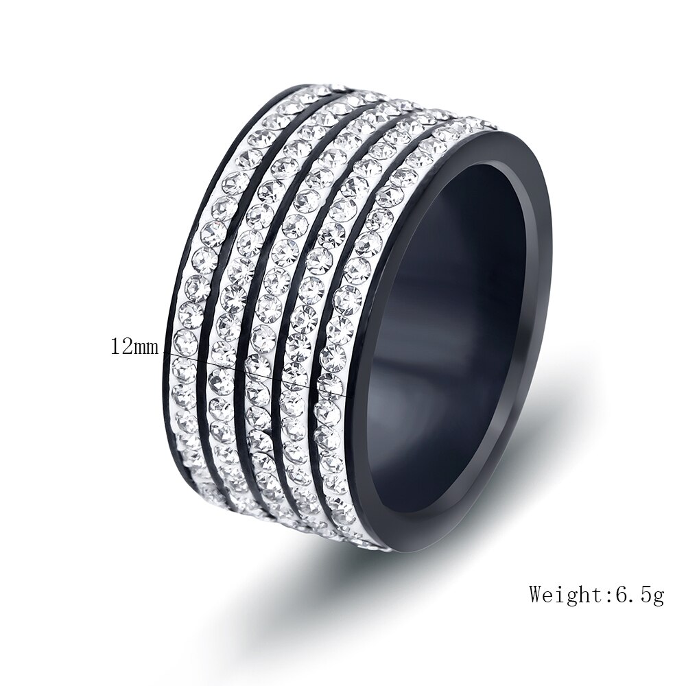 Offre spéciale pistolet noir plaqué femmes bijoux Cool 5 rangées en acier inoxydable anneau noir