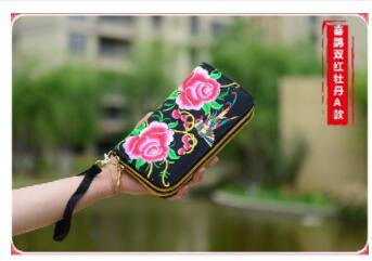 Flower Embroidered Wallet Purse Handmade Ethnic Flowers Embroidery Women Long Wallet Phone HandBag,Women Clutch: Style  6