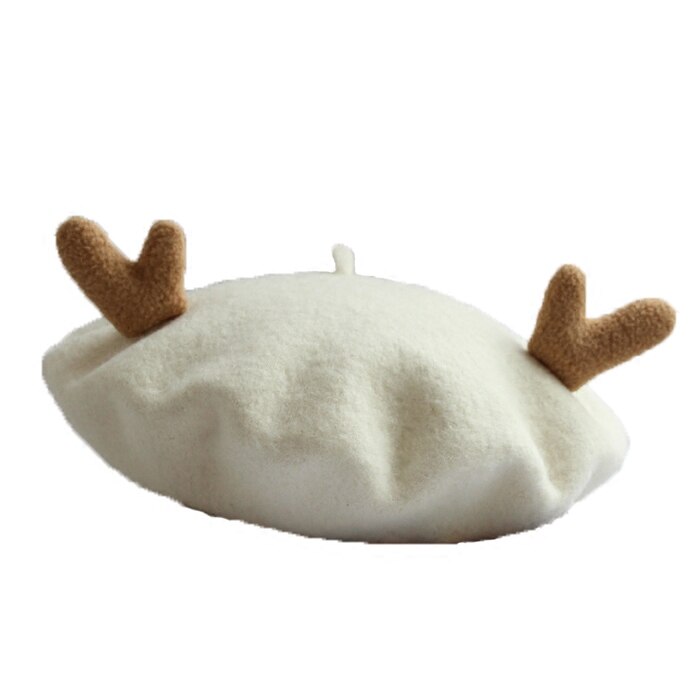 Japanse afdeling complex gubei lei hoed dames herfst en winter zuiver wol mooie gewei kersthoed schildershoed knop baret