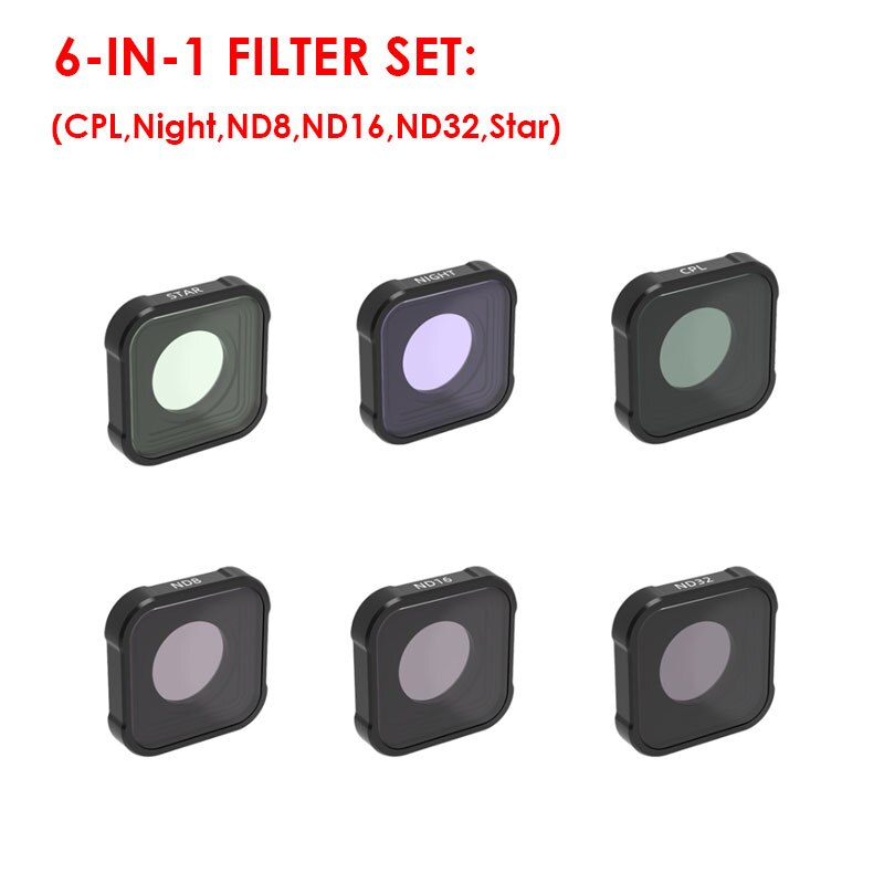 Per I Filtri delle Lenti Gopro Hero 9 Nero Set UV/CPL/ND4/8/16/32/64 di Azione accessori della macchina fotografica Per Go Pro Hero9 Filtro di Colore Alluminio: 6in1