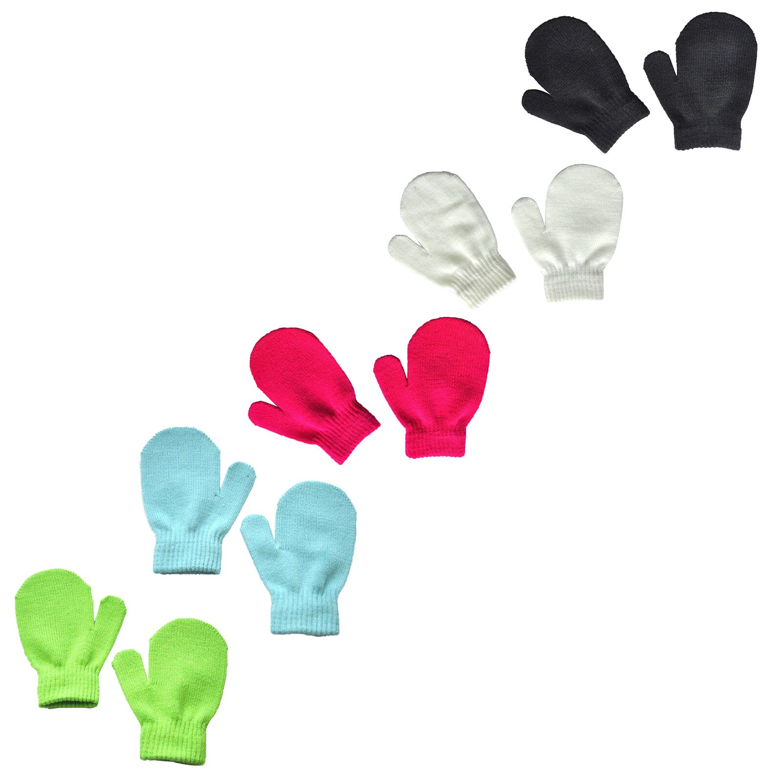 5Paare Winter Baby freundlicher Warme Gestrickte Handschuhe Dicke Feste Farbe Nicht-Unterhose Touchscreen Volle Finger Handschuhe Für kleinkind freundlicher Jungen Mädchen: B