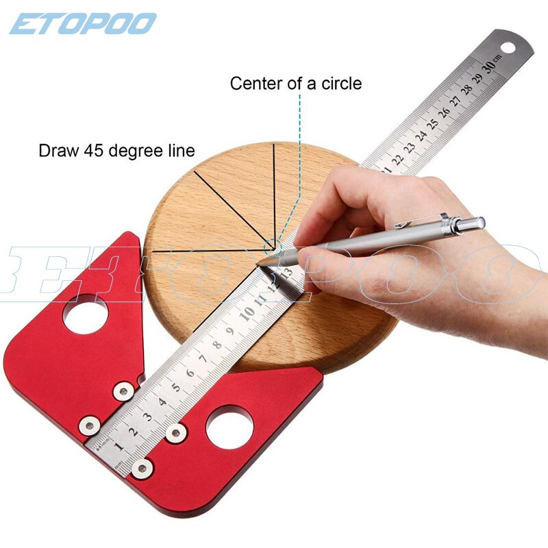 Règle pour menuiserie en bois, angle de 45 degrés, ligne centrale, outil de bricolage pour menuiserie