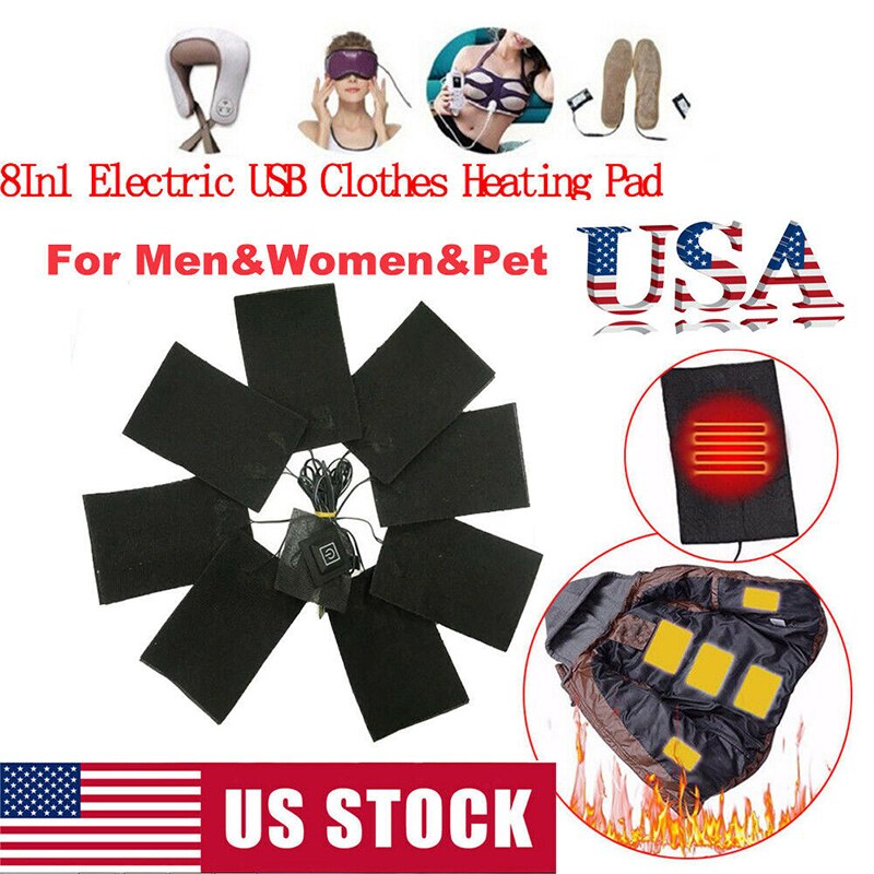 8 In1 USB Electric Heating Pad Adjustable Temperature Thermal Vest Jacket Warmer Safe Reliable USB Electric Cloth Heater Pads